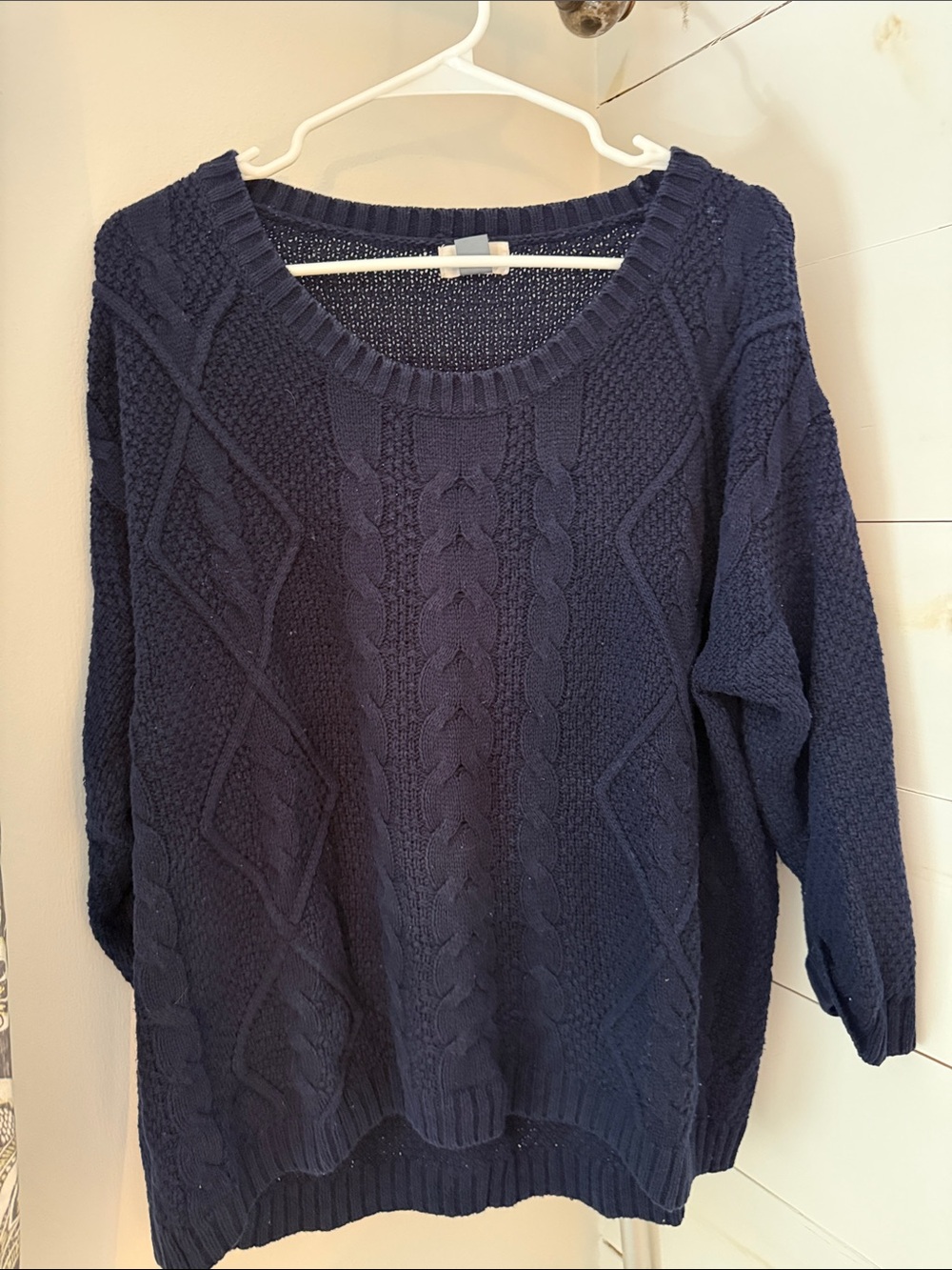 Old Navy Navy Cable-Knit Scoop Neck Sweater